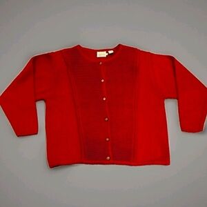 VTG Leslie Fay Sportswear Cardigan • Size Large •Rich Red